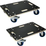 ECD Germany 2er Set Transportroller mit Feststellbremse, 40x60 cm bis 800 kg, Siebdruckplatte, PP-Räder, Transporthilfe für Umzug Rollbrett