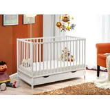 ASM-Moebel Kinderbett Cypi II Plus 60x120 cm mit einer Matratze weiß matt + Schublade - Weiß