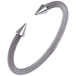 Armspange »Schmuck Geschenk Armschmuck Armband Meschkette Kegel«, 28574013-0 edelstahlfarben