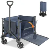 HOMECALL Bollerwagen Handwagen (Erweiterbare Kapazität, bis 100KG, 120L), Für Einkaufen, Camping, Garten, Dogs-Dunkelblau