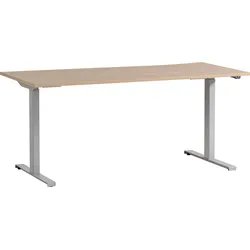 Schreibtisch SCHILDMEYER "Antero", braun (eiche hellfarben, silberfarben, eiche hellfarben), B:160,0cm H:71,0cm T:75,0cm, Tische, Breite 160 cm, elektronisch höhenverstellbares Metallgestell