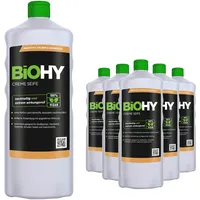 BIOHY Creme Seife (6x1l Flasche) | Hautschonende, rückfettende und