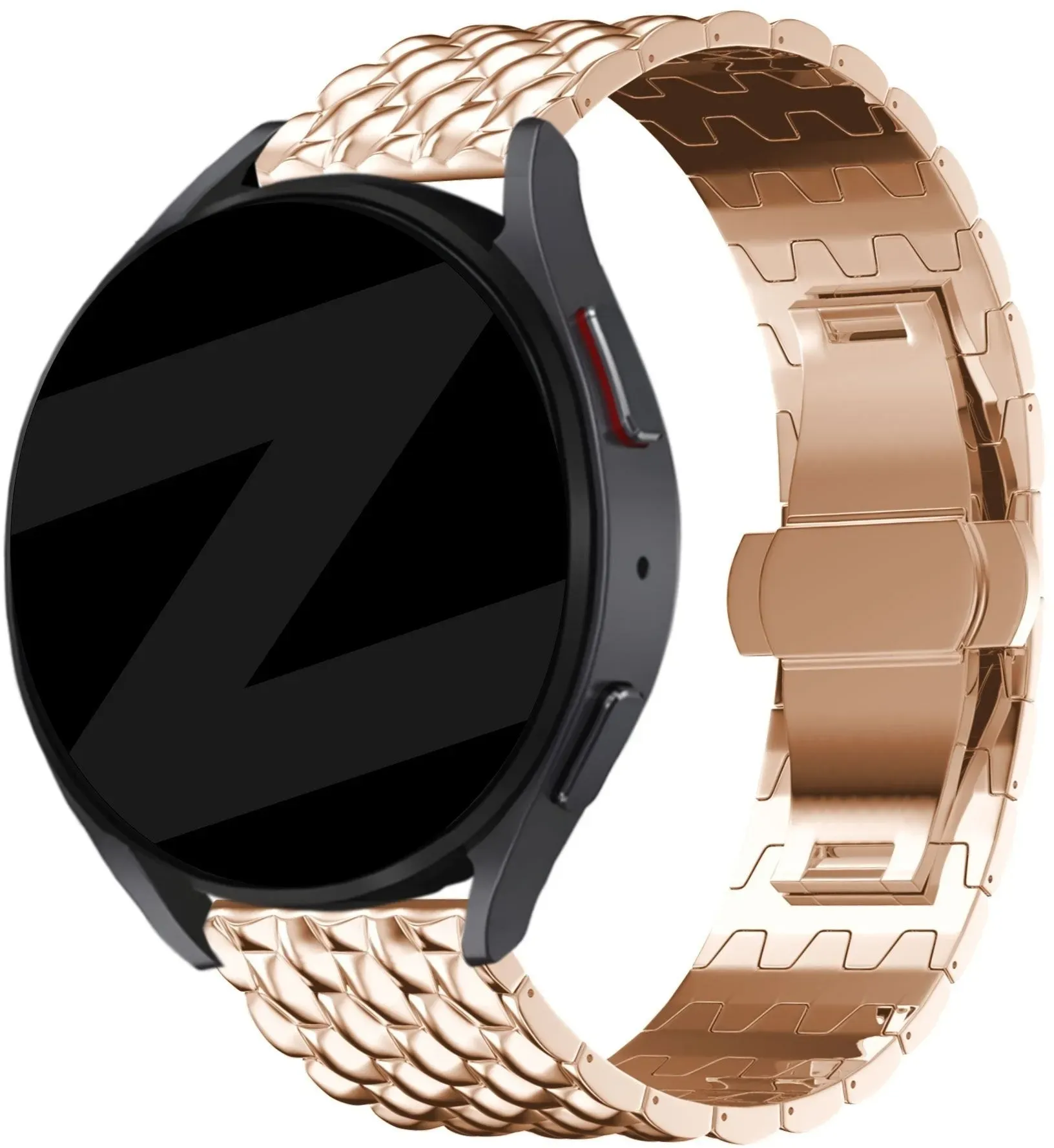 Bandz Oozoo Smartwatch 20mm Armband Stahl 'Dragon' für Oozoo Smartwatch 20mm - Roségold - Butterfly-Verschluss