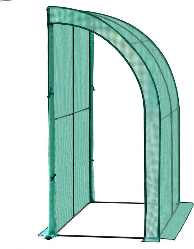 WOLTU Anlehn-Gewächshaus, Begehbares Gewächshaus mit 2 Reißverschluss-Rolltüren, 4 Bodenanker, 4 Windseile, 140g/m2 PE-Abdeckung, Stahlrahmen, Grün, 200x100x210cm
