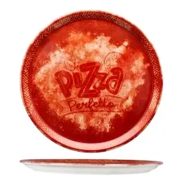 Mambocat 2x Perfetto Pizzateller Rot Ø 31,5 cm 2 Personen Porzellan Pizza Servier-Platte