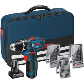 Bosch GSR 12V-15 Professional inkl. 1 x 2 Ah + 1 x 4 Ah + 39-tlg. Zubehör 0615990G6L
