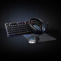 LED Gaming Tastatur Keyboard Set mit Gamer Maus, Headset und Mauspad | Mit Kabel USB-Anschluss für PC & Laptop | Beleuchtete Tasten | auch kompati...