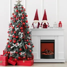 Lemodo 2er Set Wichtel 50 cm hoch, Weihnachtswichtel Duo in weihnachtlichem Rot