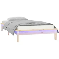 vidaXL Massivholzbett mit LEDs 90x200 cm