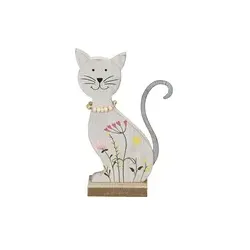Deko Katze Blumenwiese Holz bunt 660907019998 11,5x4x19cm