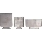 FineBuy FineBuy, Vase, Vase 3er Set Blumenvase Aluminium Silber Tischvase Dekovase Modern Eckig (3 x)