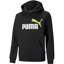 PUMA Kinder Sweatshirt ESS 2 Col Big Logo Hoodi, PUMA BLACK-LEMON, 116