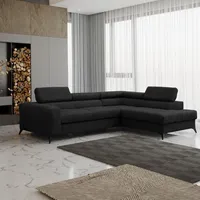 Fun Möbel Ecksofa Schlafsofa AMADEO Stoff Anafi Schwarz Ottomane