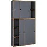 VCM my office Schiebetürenschrank Salia, 920808 anthrazit, honig-eiche 4 Fachböden 100,0 x 37,4 x 182,7 cm