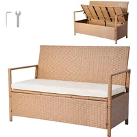 Vevor Gartenbank mit Stauraum, 2-Personen-PE-Rattan-Sitztruhe, Truhenbank mit Kissen, Sitzbank