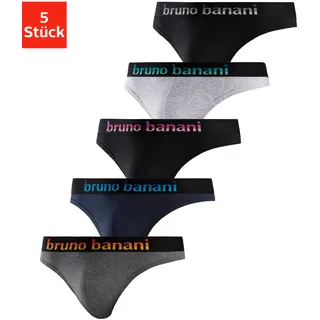 bruno banani String, (Packung, 5 St.), mit Streifen Logo Webbund Bruno Banani navy-blau, schwarz-pink, grau-meliert-mint, anthrazit-meliert-gelb, schwarz-grau