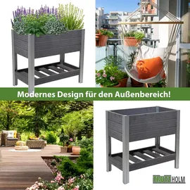 Trutzholm Hochbeet mit Ablage 79x46x74 cm 65 Liter Holzoptik robust witterungsbeständig