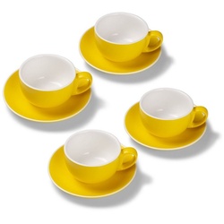 Terra Home Tasse Terra Home 4er Milchkaffeetassen-Set, Gelb matt, Porzellan gelb