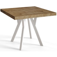 Quadratischer Esszimmertisch RICO, ausziehbarer Tisch, Größe: 100-200X100X77 cm, Wohnzimmertisch Farbe: LEFAKS, mit Holzbeinen in Farbe Weiß