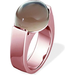 Xen, Ring, Ring mit 15×12 mm großen Rauchquarz rosèvergoldet, (49, Edelstahl)