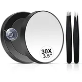 AFKSMILE Vergrößerungsspiegel 30/40 fach Vergrößerungsspiegel, Kleiner Kosmetikspiegel mit Pinzette, Vergrößerungsspiegel Set für Reise, Bad, Zuhause, Geschenk für Frauen
