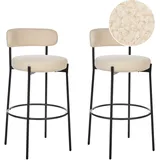 Beliani Set mit 2 Barstühlen ALLISON Bouclé Hellbeige