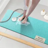 Asvin Weiche, strukturierte Badewannenmatte, 119,9 x 40,6 cm, phthalatfrei, rutschfeste Komfort-Badewannenmatten mit Abfluss, PVC-Luffa-Badezimmermatten für Nassbereiche, schnell trocknend, Grün