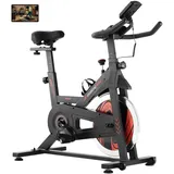 Vevor Heimtrainer verstellbares stationäres Fahrrad zu Hause, Indoor Bike mit leisem Riemenantrieb & schweres Schwungrad & verbesserter LCD-Monitor & bequemem Sitzpolster mittelgroß