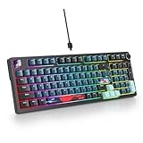 SOLIDEE Wired 95% Mechanische Gaming-Tastatur Hot Swappable,Gasket Structure RGB Hintergrundbeleuchtung,98 Tasten Mechanische Tastatur mit Steuerknopf,PBT Tastenkappen NKRO-Tastatur(98 Monstor)