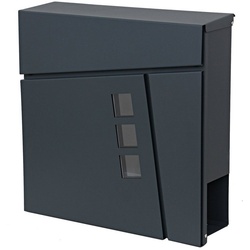 MCW Wandbriefkasten MCW-B29, Front mit 3 Sichtfenstern, Mit Zeitungsfach, Inkl. 2 Schlüsseln schwarz