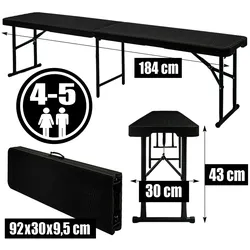 AMANKA Wetterfeste Bierbank - Klappbar 184x30x43 - Rattan Look Kunststoff Bank Sitzbank