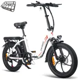 fafrees E Bike Klapprad 20 Zoll Electric Fahrrad für Herren Damen Bis 25 km/h mit 36V 16AH Akku 250W Motorund, Mountainbike mit 7S Gängen, F20 Fatbike E-Bike Ebike Citybike Bremslicht