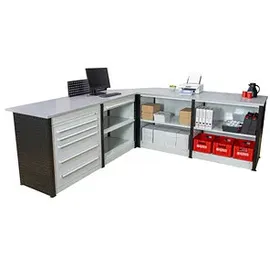 Schulte Thekenmodul-Set MULTIplus U-Form, lichtgrau, schwarz 357,2 x 183,6 x 103,5 cm