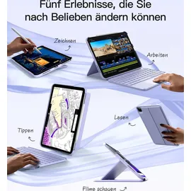 Inateck Hülle mit Tastatur, Ultraleichte Tastatur für iPad 10 Generation, iPad Air 6 11 Zoll 2024, iPad Air 5/4 10.9 Zoll, iPad Pro 11 4/3/2/1 Gen, Abnehmbar, mit Touchpad, QWERTZ, KB04122