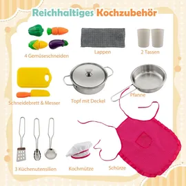 Costway Kinderküche Holz, Spielküche mit Licht und Sound, Holzküche Eck mit Dunstabzugshaube, Wasserzirkulationssystem, Wasserspender & Waschmas... - Grau