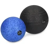 Navaris Faszienball Set - 2x Massageball Faszien Ball zwei Größen - Bälle zur Massage von Nacken Schulter Rücken - Blau