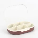 ALXBSONE Pillenbox 6 Fächer Tragbare Tablettenbox Reise Klein Medikamentenbox Mit füR Medikamente, Vitamine, FischöL, NahrungsergäNzungsmittel Usw(Violett)