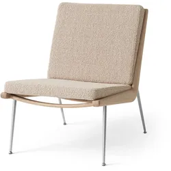 &Tradition - Boomerang HM1 Loungesessel, Eiche geölt / Beine Edelstahl, beige (Karakorum 003)