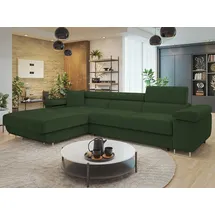 Mirjan24 Ecksofa Torezio Mini Cord mit Bettkasten und Schlaffunktion Einstellbare Kopfstützen, 280x170x70-90 cm (Farbe: Poso 14,