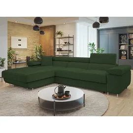 Mirjan24 Ecksofa Torezio Mini Cord mit Bettkasten und Schlaffunktion Einstellbare Kopfstützen, 280x170x70-90 cm (Farbe: Poso 14,