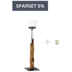 Holz Windlicht Laura Windlicht 115 cm + eine Kerze-Ivory