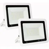Mille Lucciole 2 Stück 50W LED Strahler Außen,5000LM Superhell Außenstrahler IP65 Wasserdicht Fluter 3000K Warmweiß Scheinwerfer,LED Strahler für Hinterhof,Garage,Garten,Keine Bewegungsmelder【Weiß】