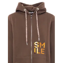 Zwillingsherz Kurzmantel "Alissa Shiny", Damen, Gr. S/M, braun, Sweatware, Obermaterial: 50% Baumwolle, 50% Polyester, bedruckt, bestickt, unifarben, bequem ca.
