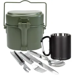 Camping Besteck, Thermotasse Karabinerhaken und Kochgeschirr Set EINHEITSGRÖSSE