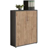 moebel-dich-auf Aktenschrank OFFICE EDITION (abschließbar, Metallgriffe, 3 Fächer) Made in Germany grau