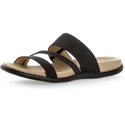 Pantolette GABOR, Damen, Gr. 42, schwarz, Textil, klassisch, Schuhe, Keilabsatz, Sommerschuh, Schlappen mit atmungsaktivem Lederfutter