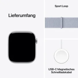 Apple Watch Series 10 GPS 46 mm Aluminiumgehäuse silber Sport Loop blaue Wolke