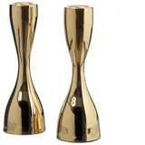 MARELIDA Stabkerzenhalter Kerzenständer - Metall - H: 18cm - gold - 2er Set
