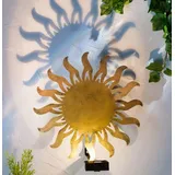 Spetebo Solar Wandleuchte Sonne im antik bronze Look - Ø 30 cm - LED Deko Wand Beleuchtung