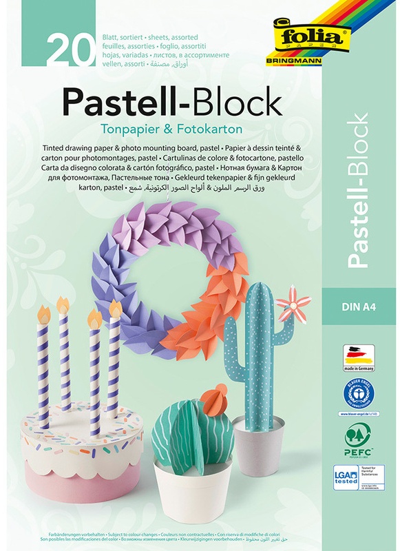 Tonpapier- Und Fotokarton-Block Pastell 20-Teilig In Bunt